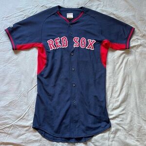 Official Majestic Boston Red Sox Navy and Red Button-Up Baseball Jersey | Great!